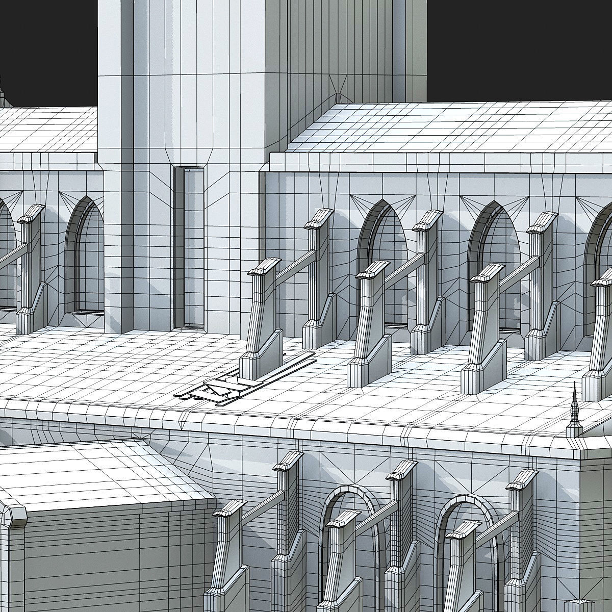 Cathedral gothic church Low-poly 3D model_32