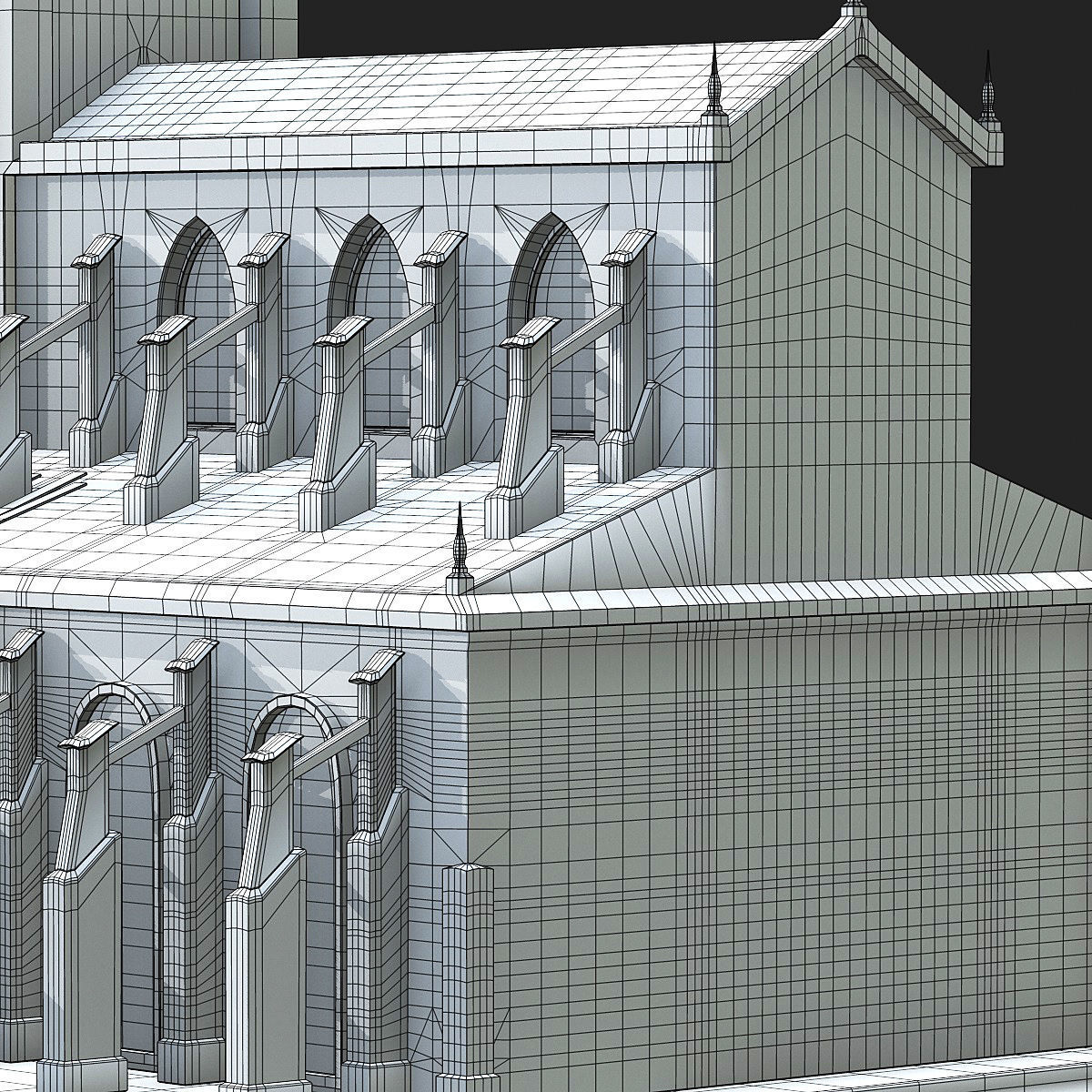Cathedral gothic church Low-poly 3D model_35