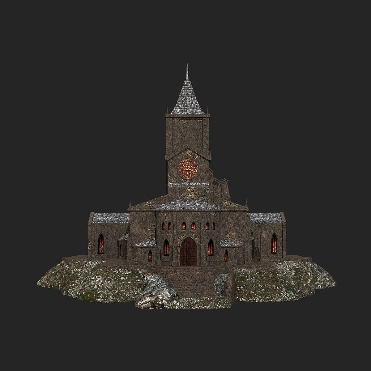 Cathedral gothic church Low-poly 3D model_4