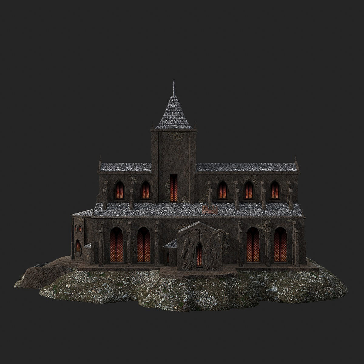 Cathedral gothic church Low-poly 3D model_8