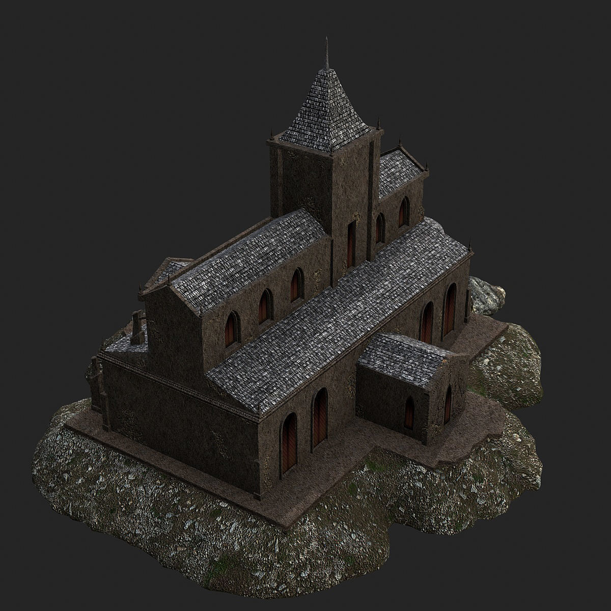 Cathedral gothic church Low-poly 3D model_13