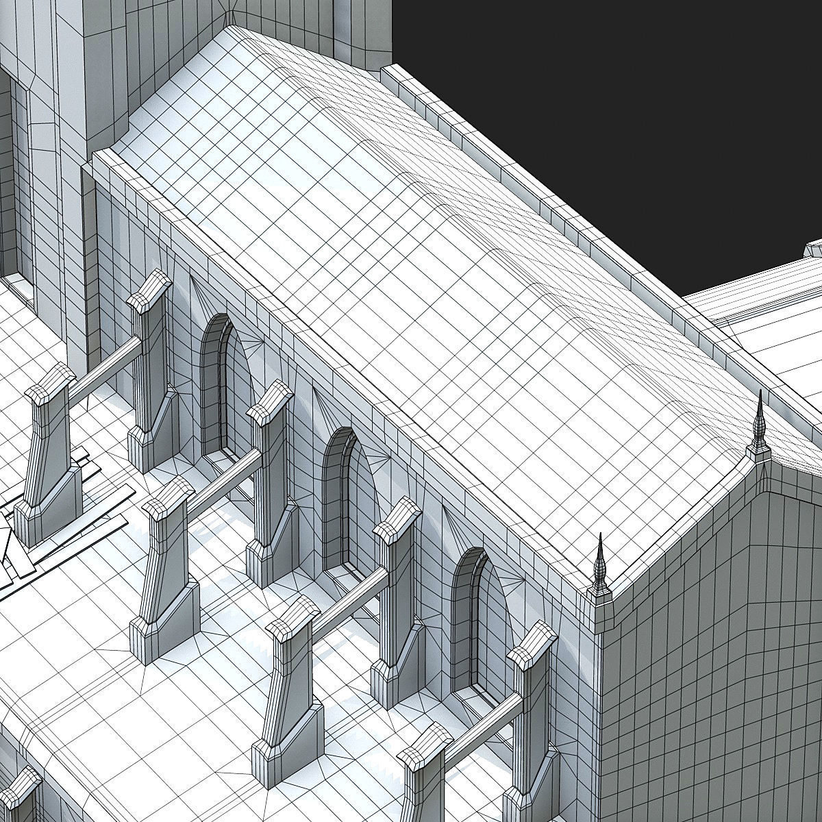 Cathedral gothic church Low-poly 3D model_34