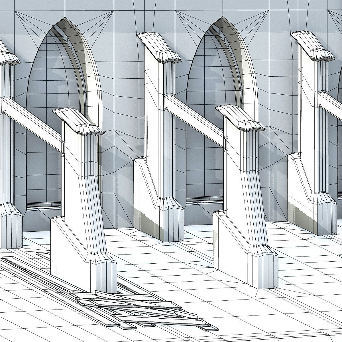 Cathedral gothic church Low-poly 3D model_31