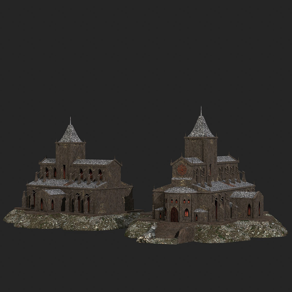 Cathedral gothic church Low-poly 3D model_20