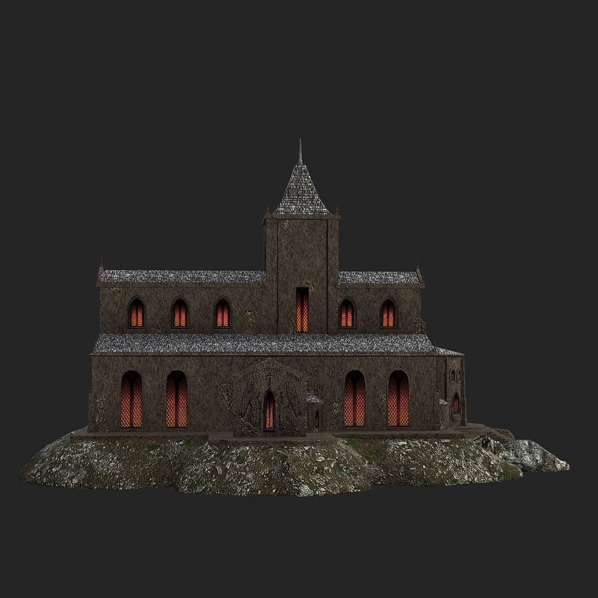 Cathedral gothic church Low-poly 3D model_10