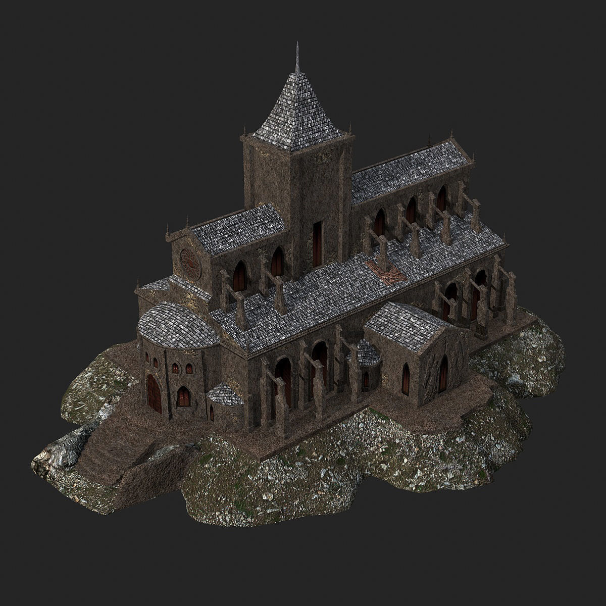 Cathedral gothic church Low-poly 3D model_11