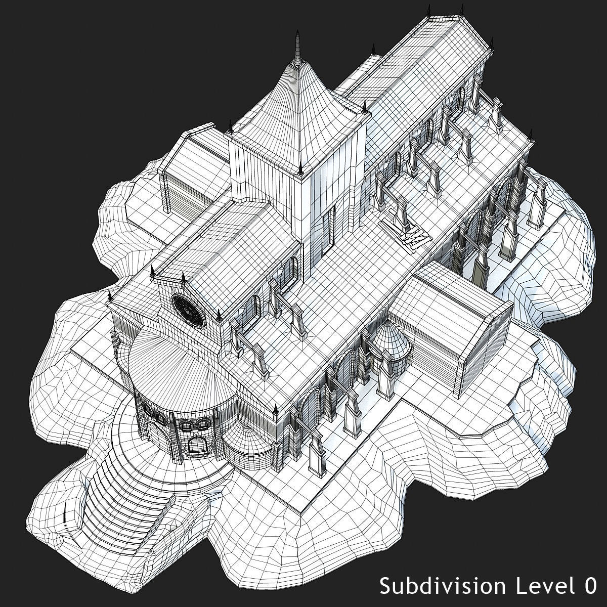 Cathedral gothic church Low-poly 3D model_43