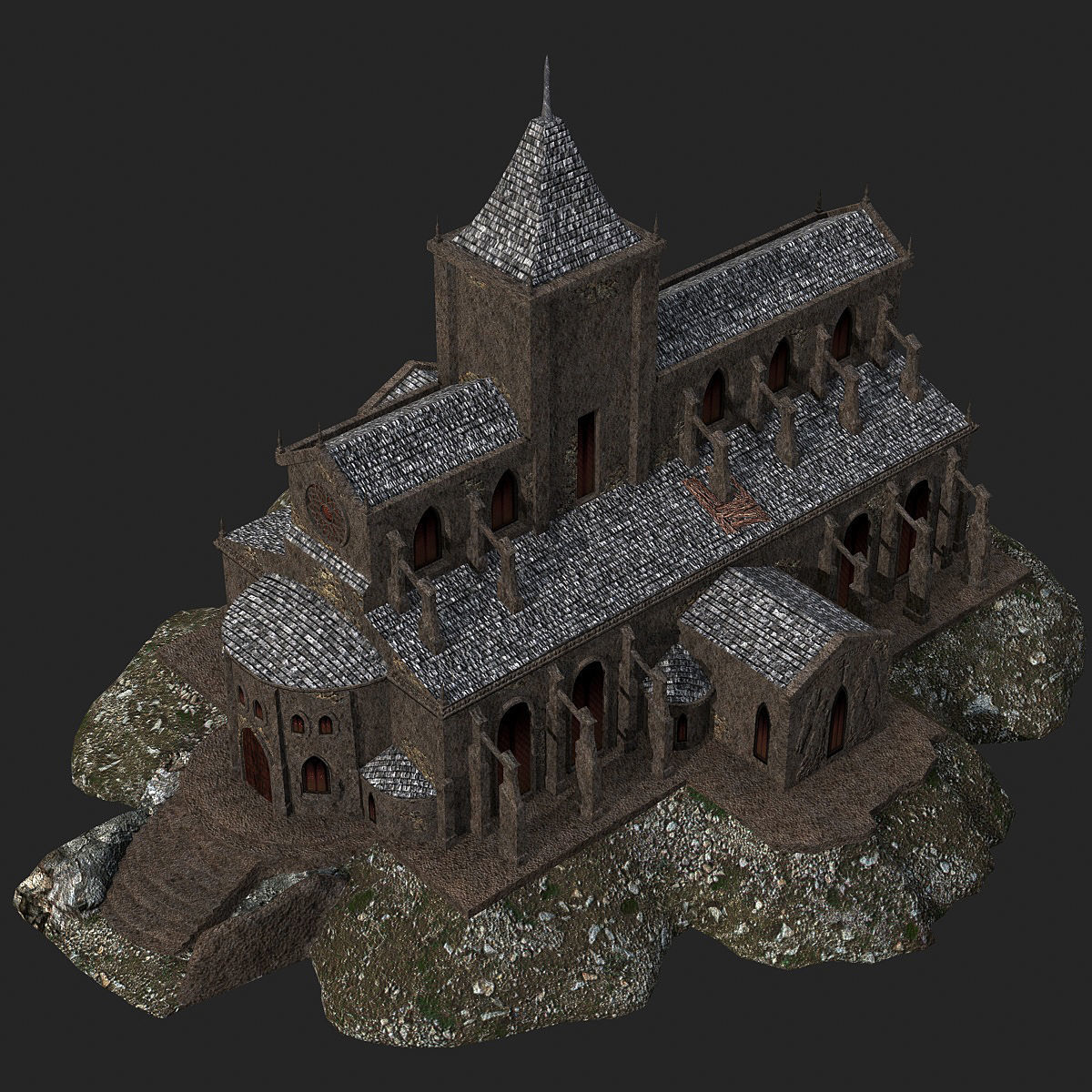 Cathedral gothic church Low-poly 3D model_6