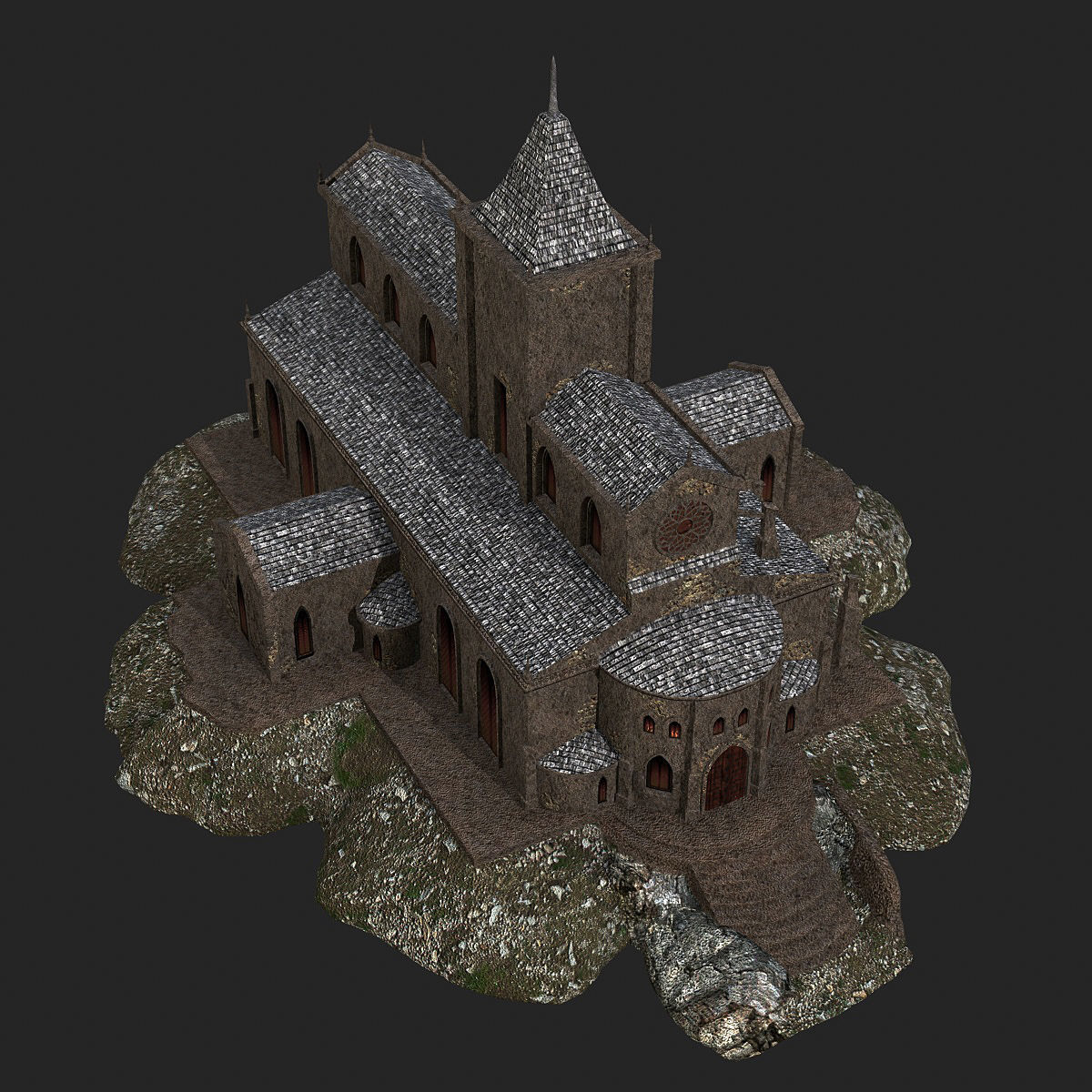 Cathedral gothic church Low-poly 3D model_7