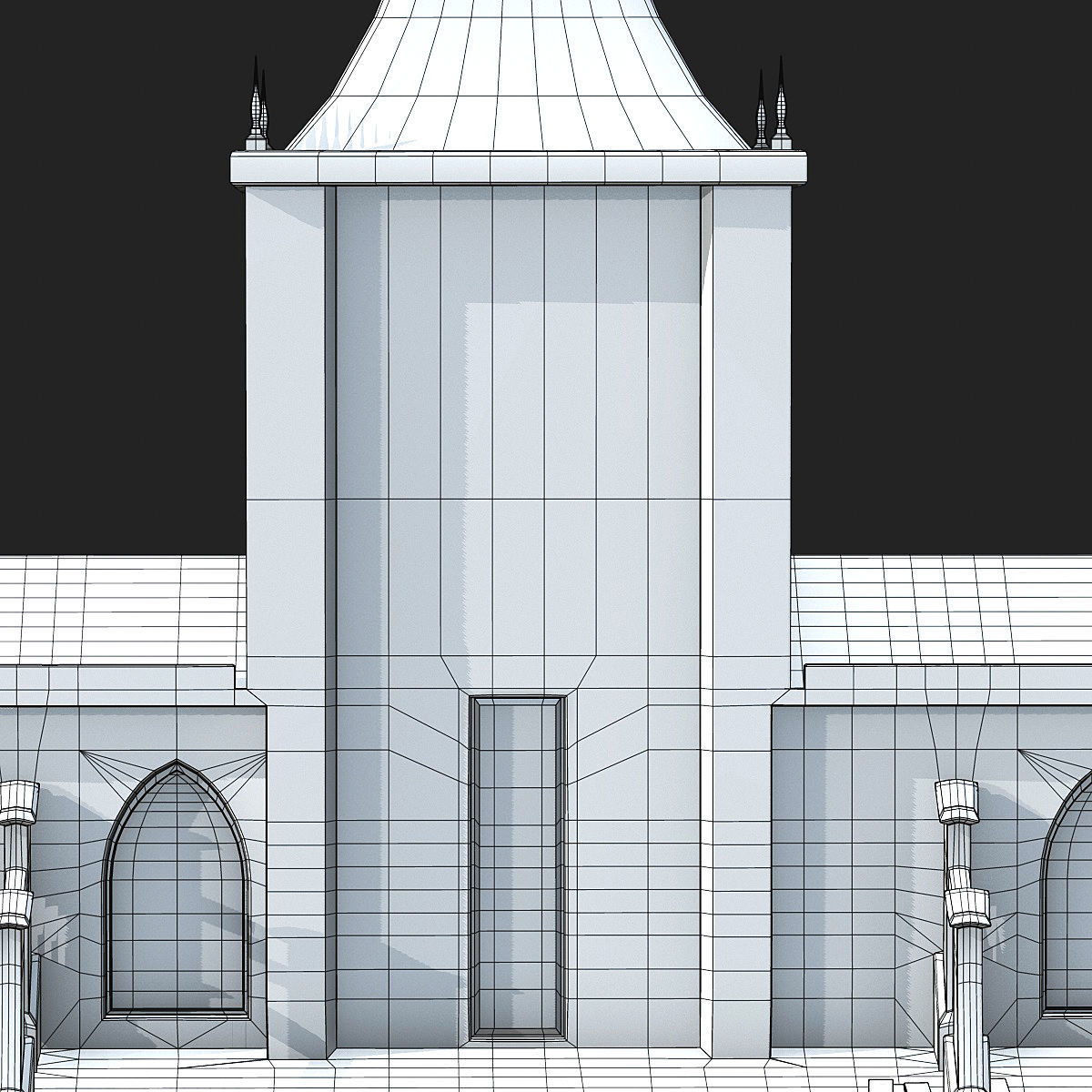 Cathedral gothic church Low-poly 3D model_33