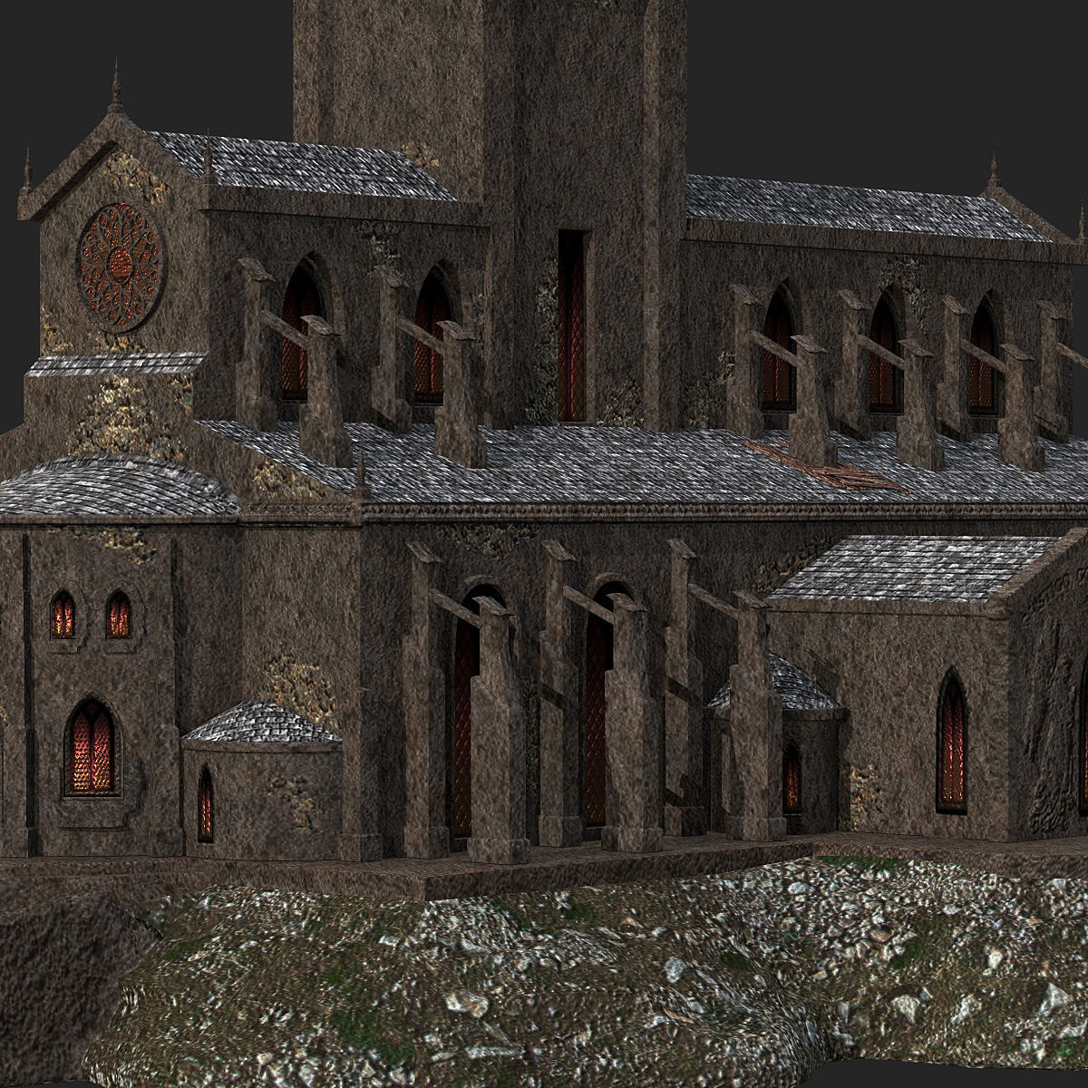 Cathedral gothic church Low-poly 3D model_17