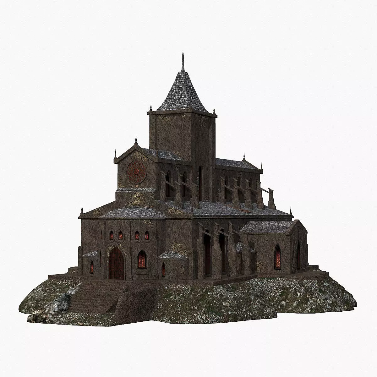 Cathedral gothic church Low-poly 3D model_0