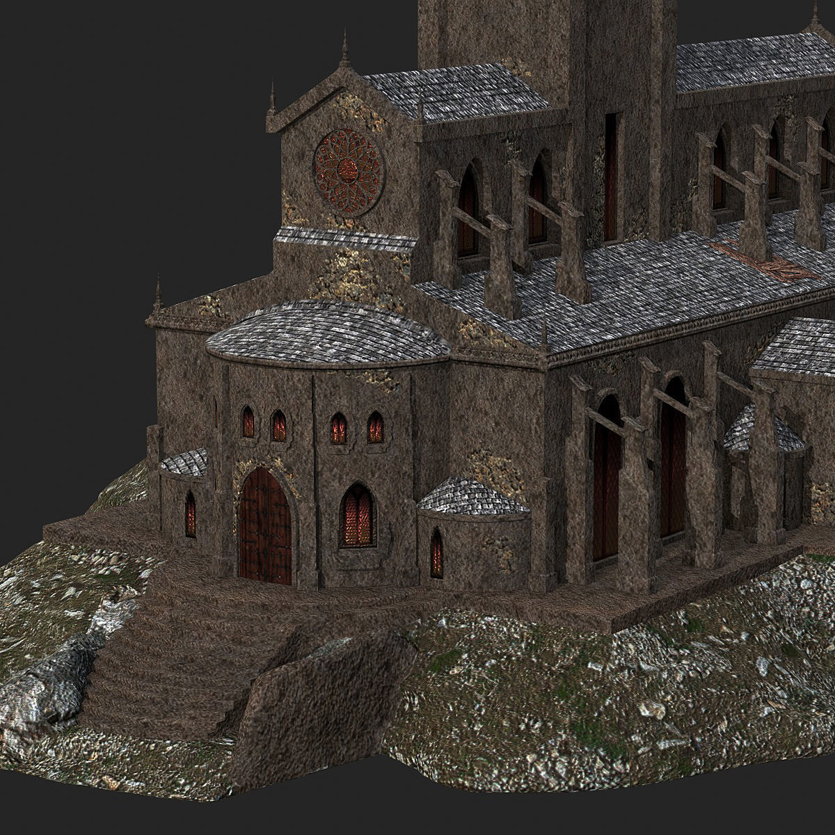 Cathedral gothic church Low-poly 3D model_15