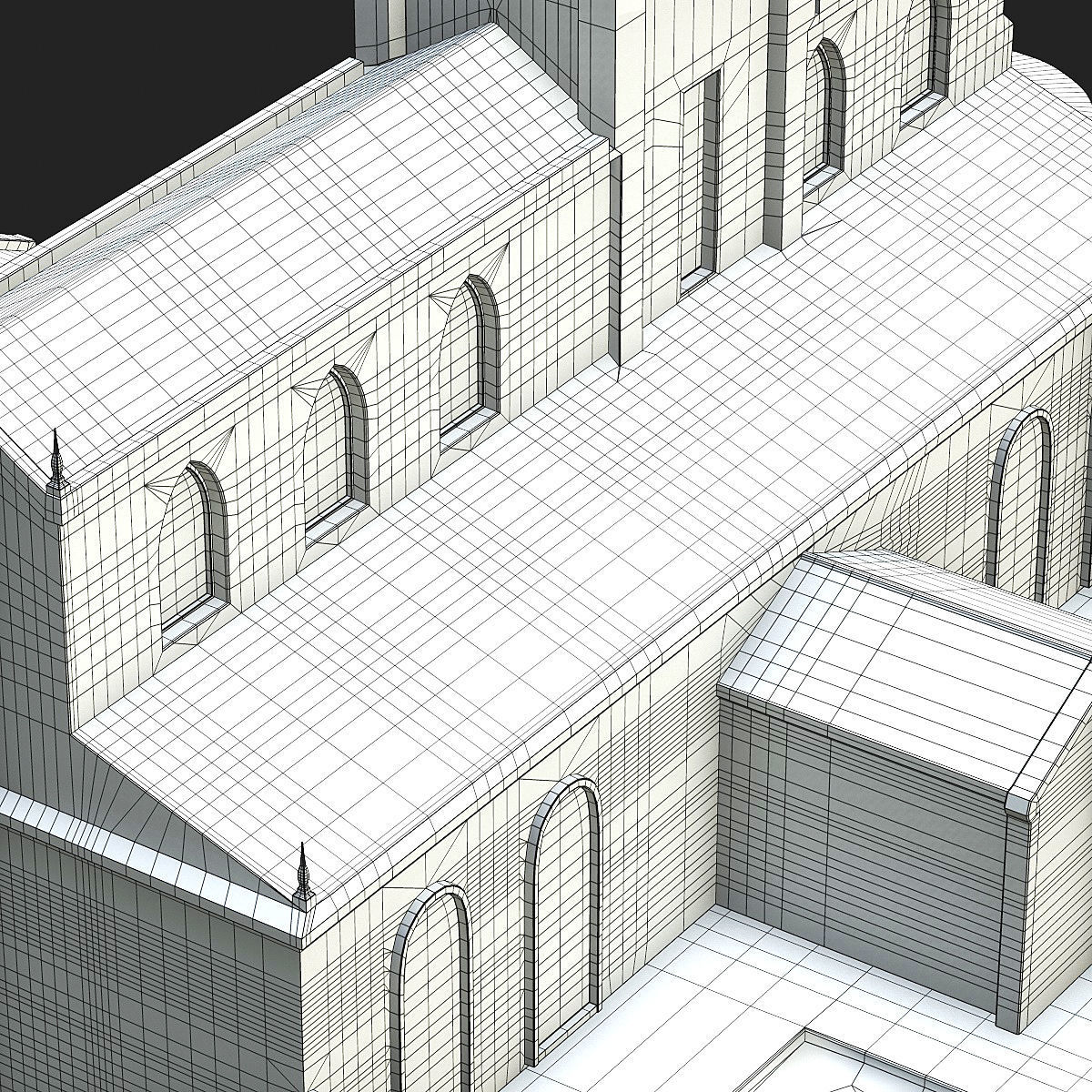 Cathedral gothic church Low-poly 3D model_37