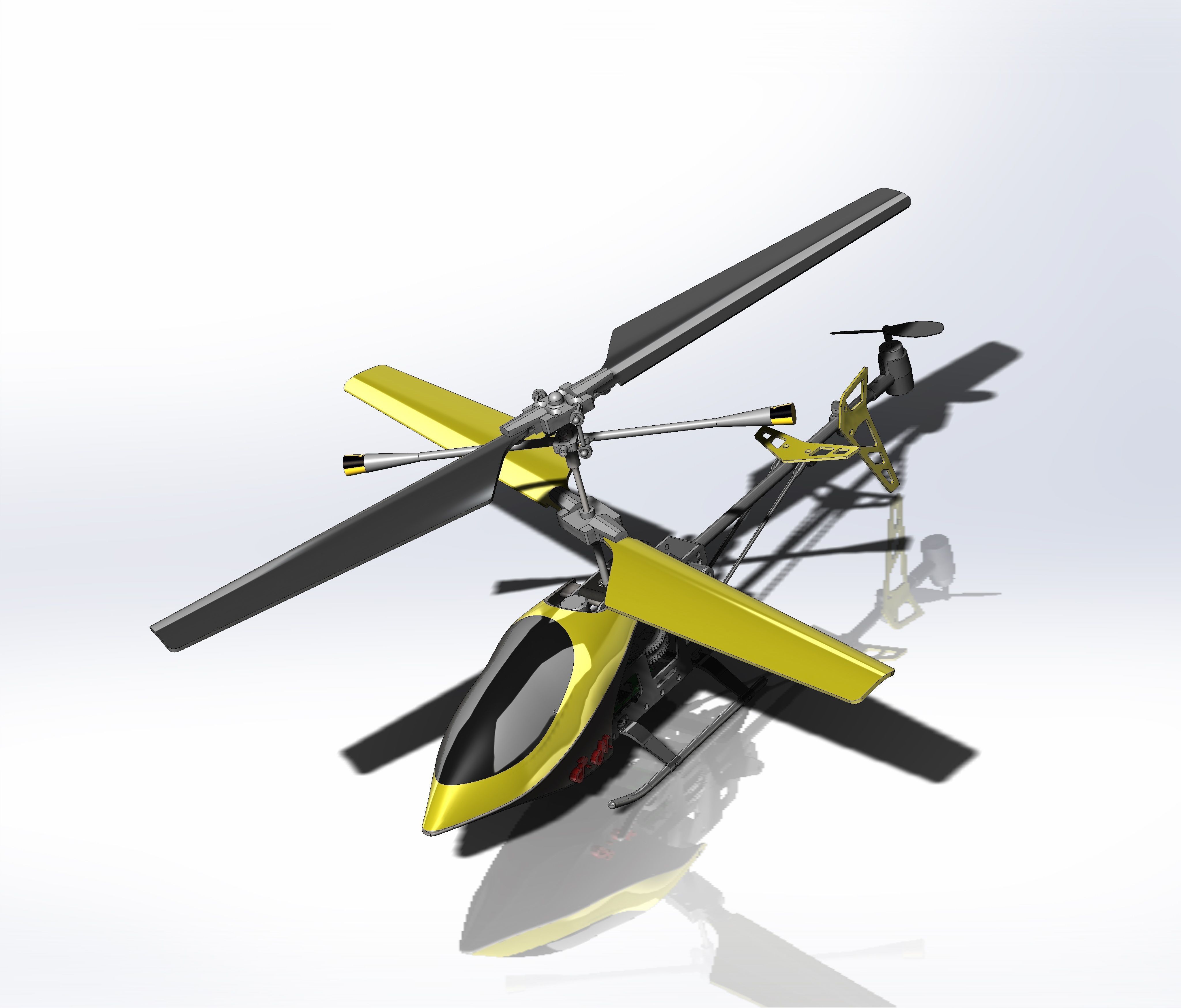 Shiny Plastic Toy Helicopter 3D Project 3D model_1