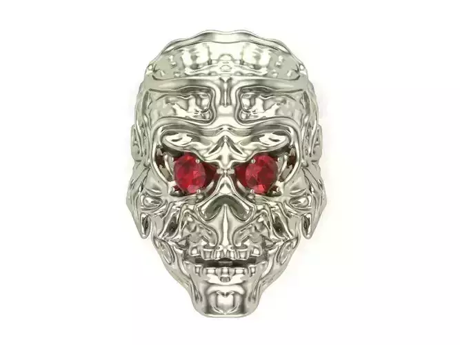ghost-ring-3d-model silver skull ring with stones 3D print model