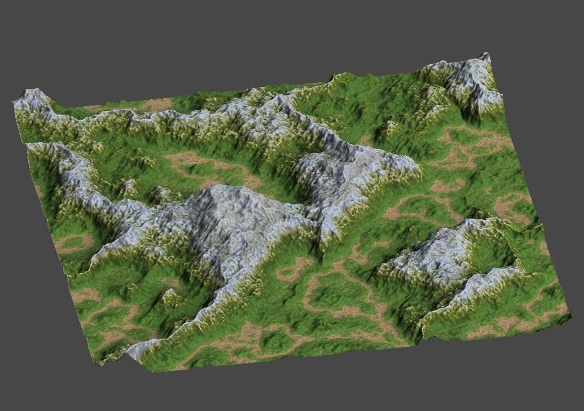 land1 mountain with grass and rocks 3D model_0