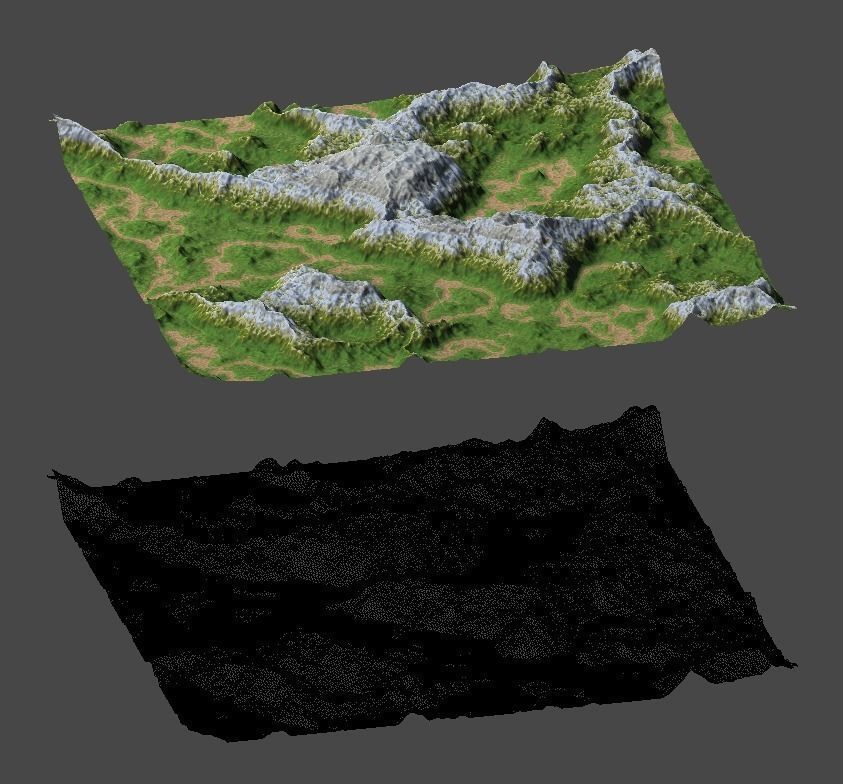 land1 mountain with grass and rocks 3D model_13