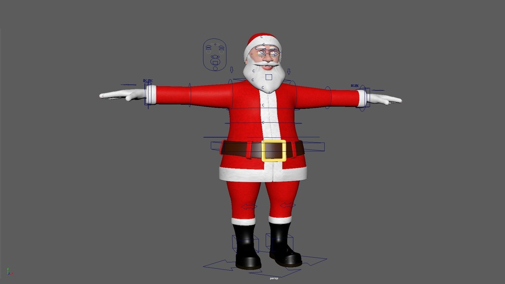 Santa Claus Rigged 3d Model and different Face emotions Low-poly 3D model_9