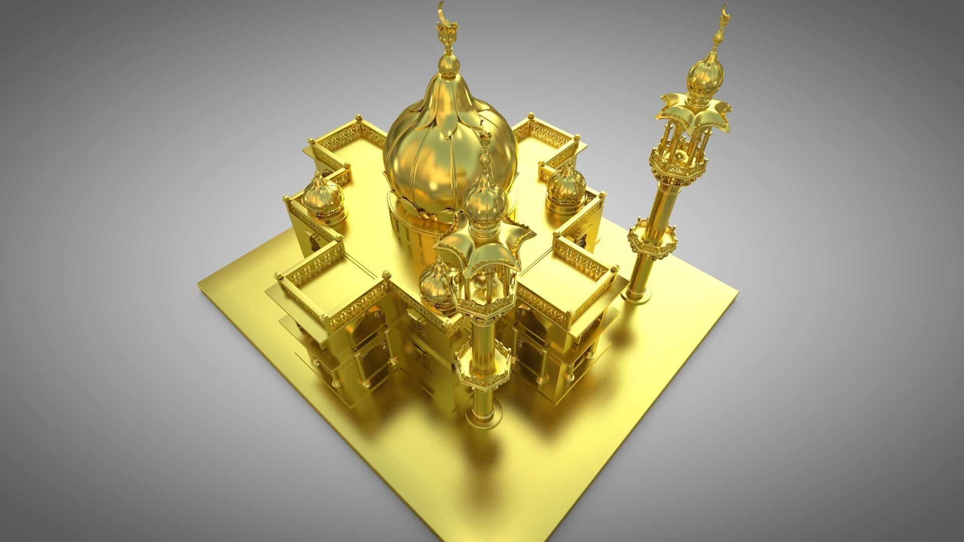 Mosque golden 3D model_3