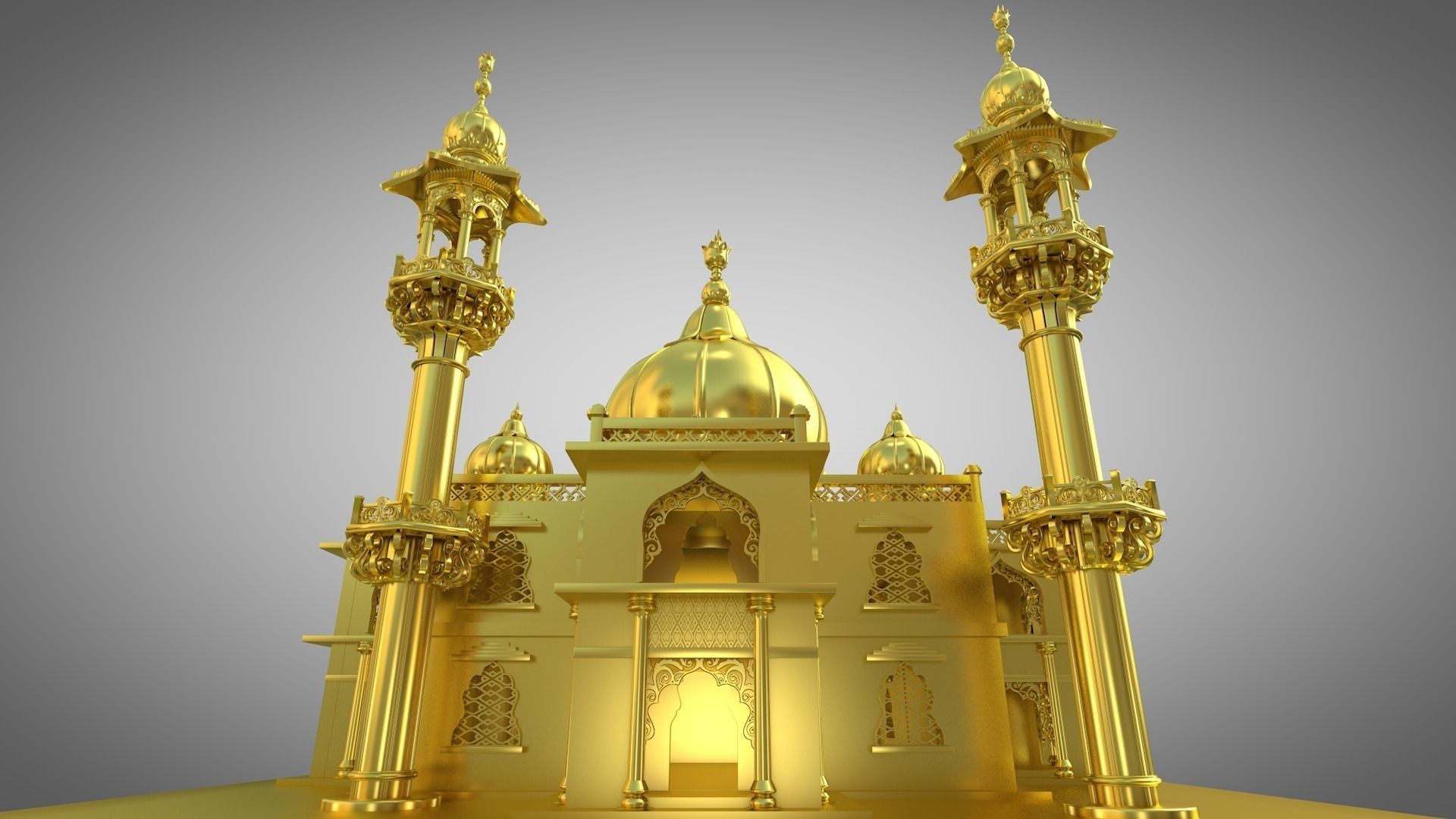Mosque golden 3D model_4
