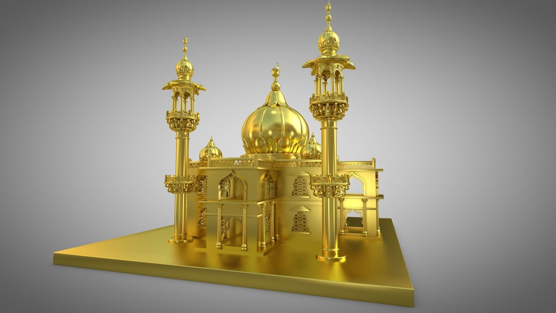 Mosque golden 3D model_2