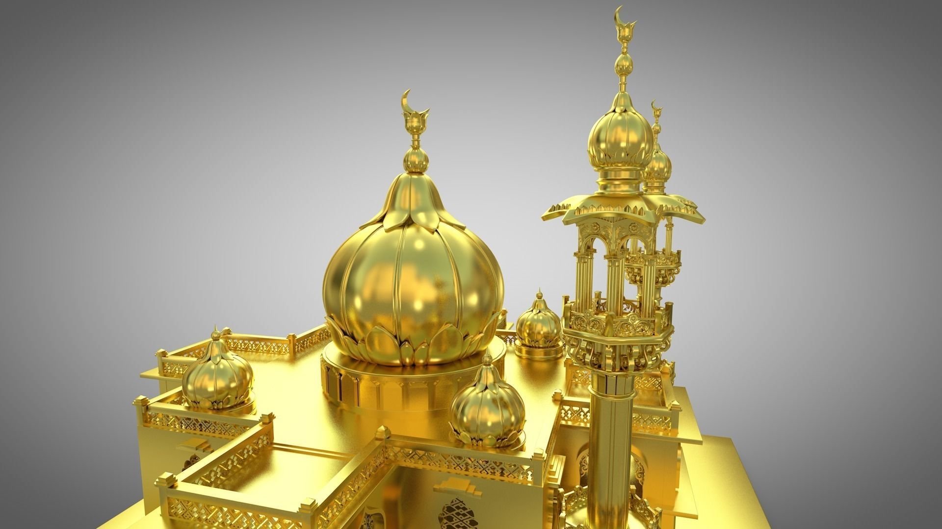 Mosque golden 3D model_5