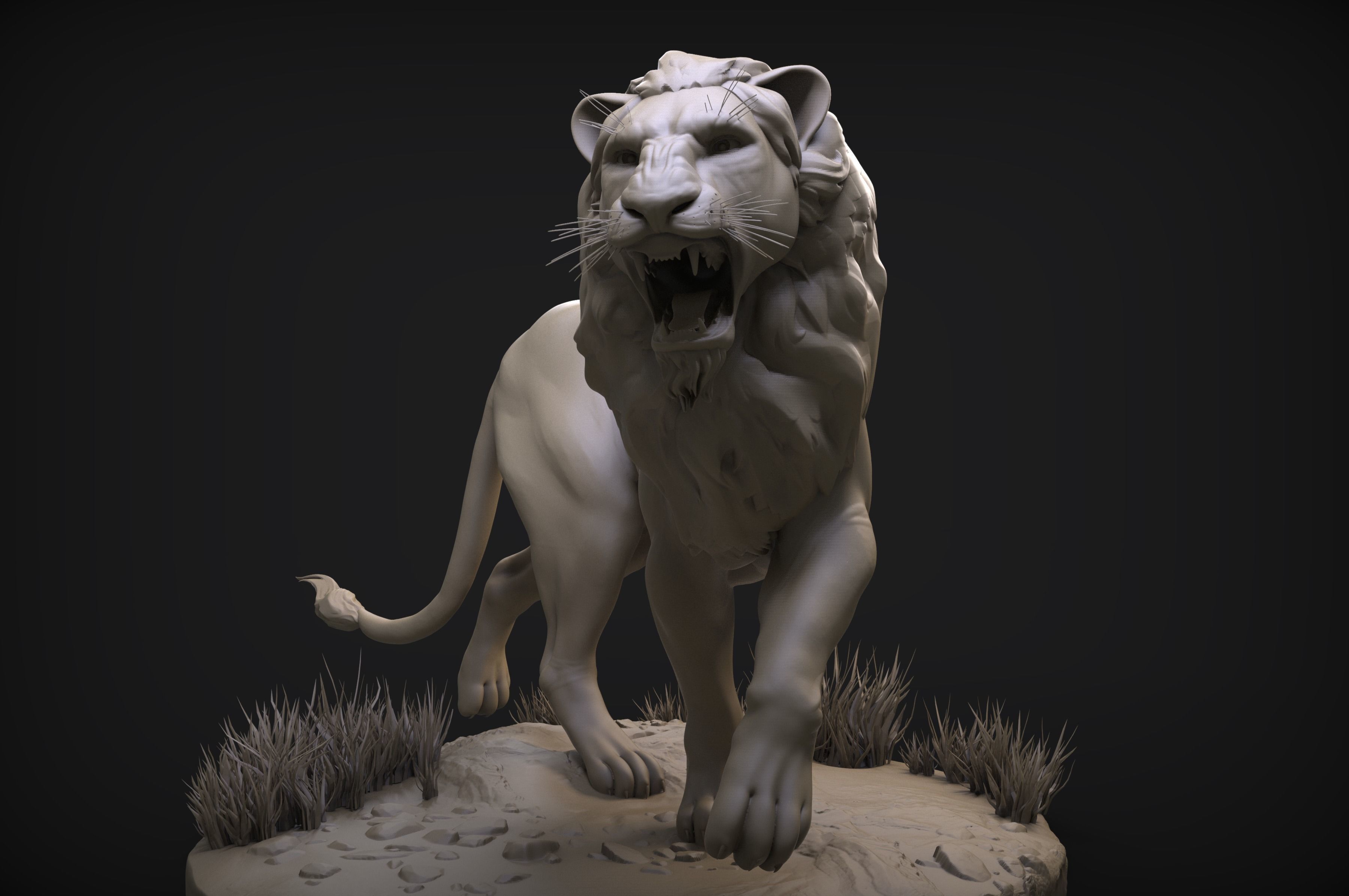 Lion Zbrush Sculpt 3D model_2