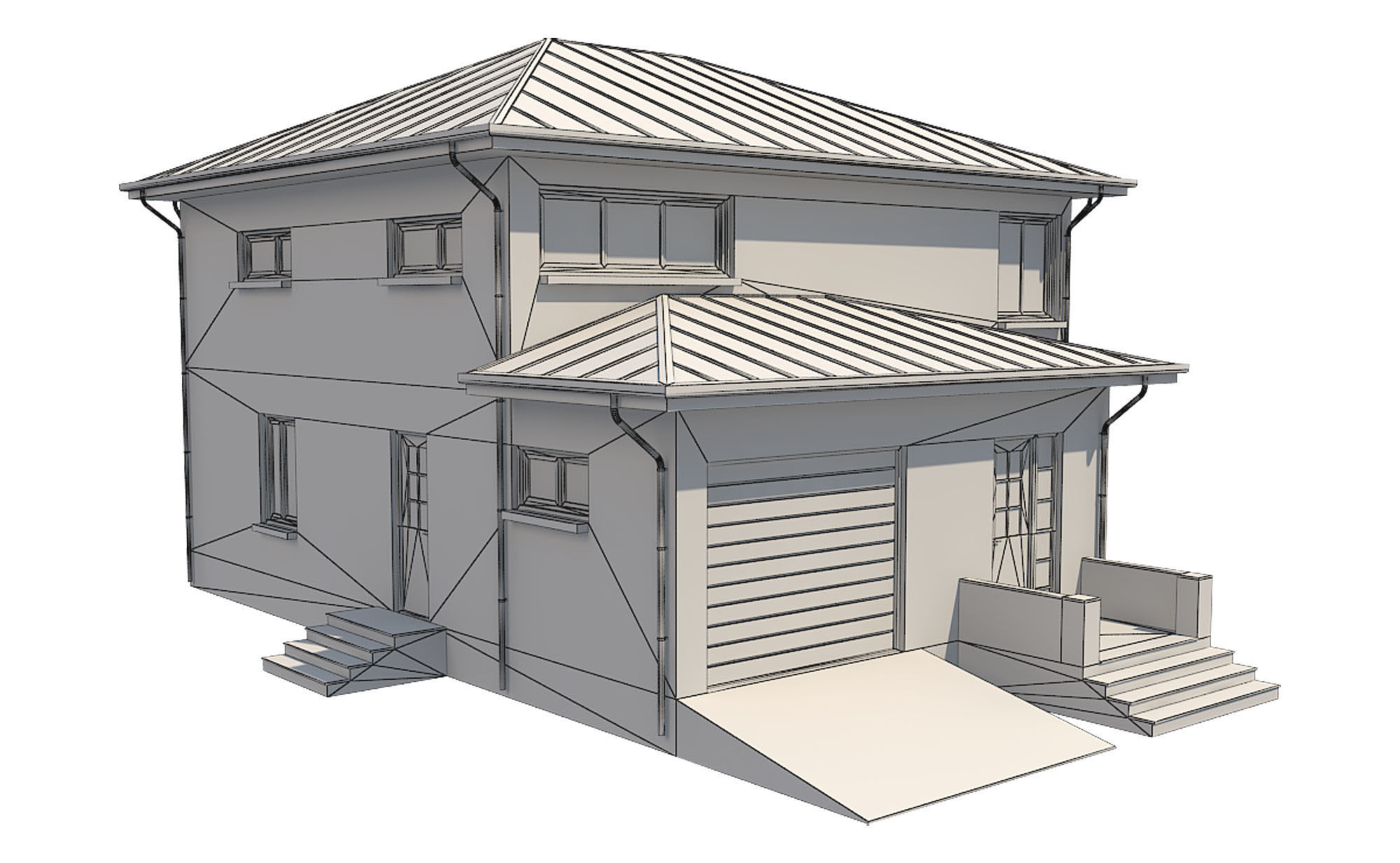  Cottage House 1 Low-poly 3D model_8
