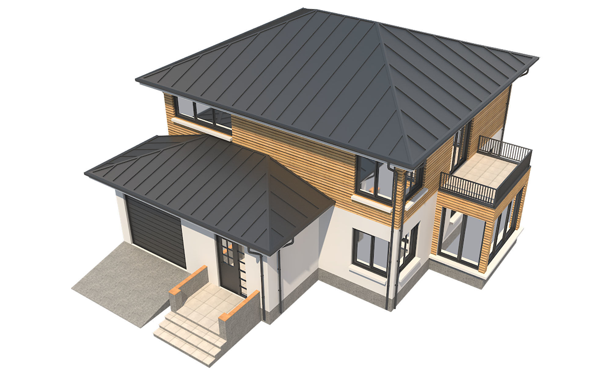  Cottage House 1 Low-poly 3D model_2