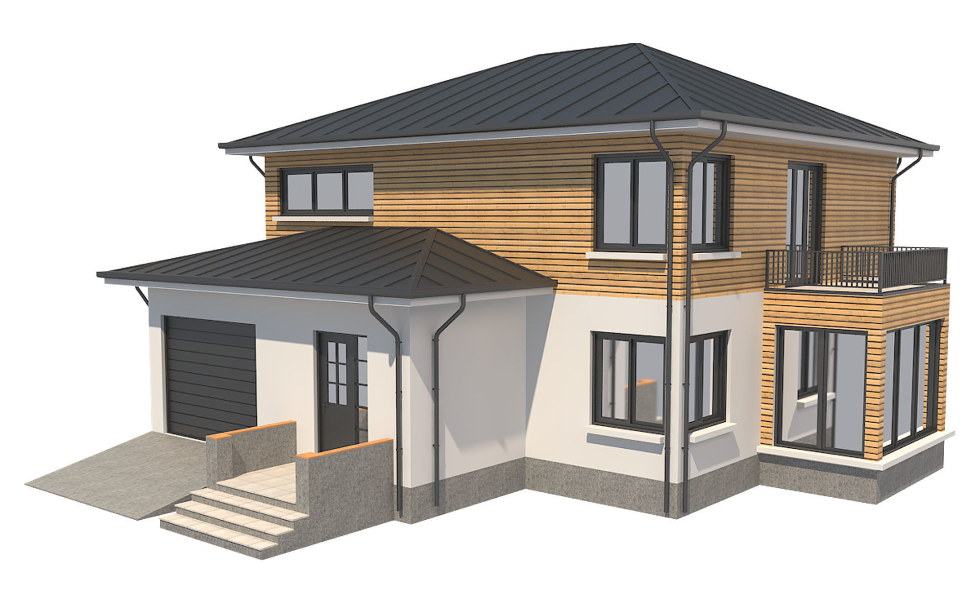  Cottage House 1 Low-poly 3D model_4