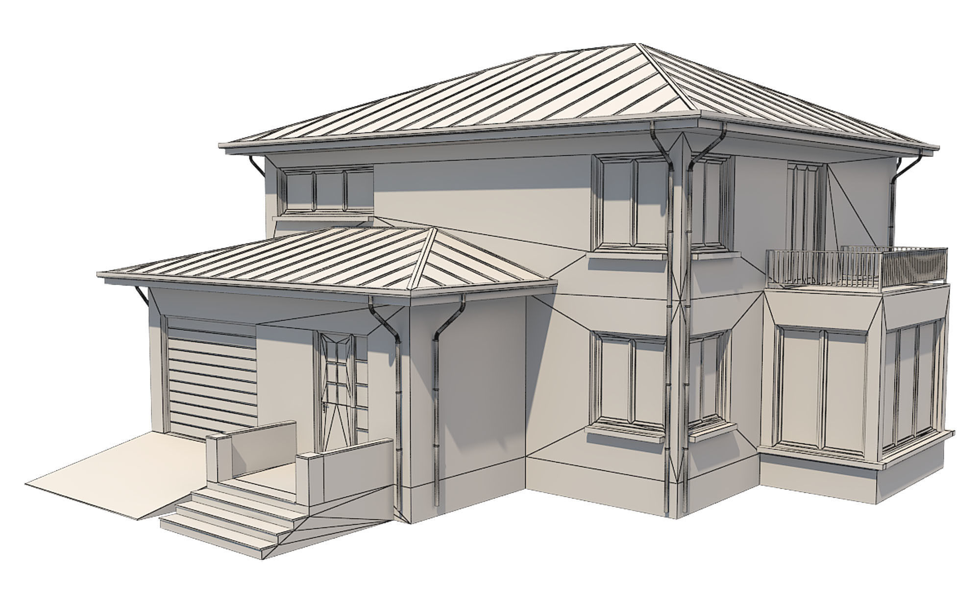  Cottage House 1 Low-poly 3D model_7