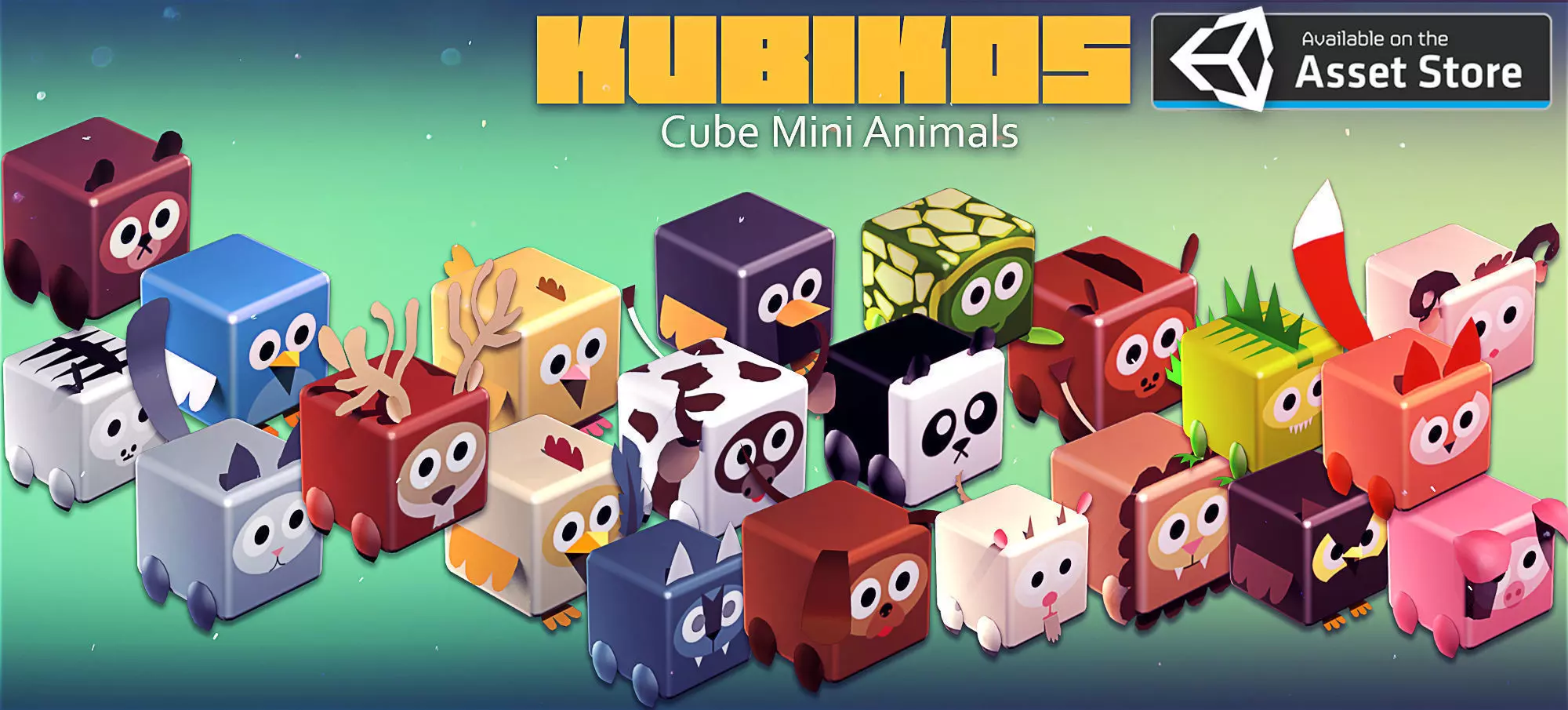 KUBIKOS - 22 Animated Cube Mini Animals Low-poly 3D model_0