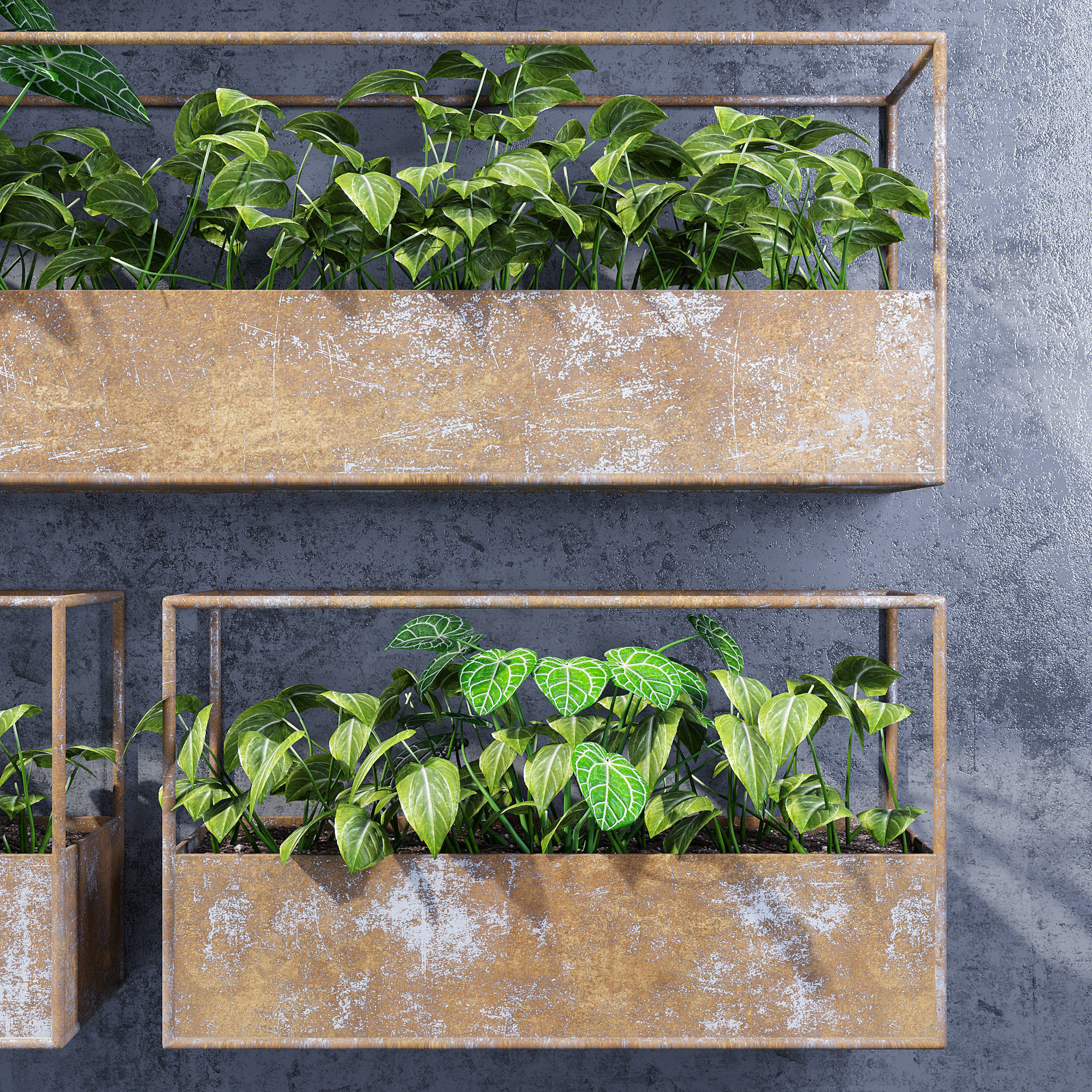 Rectangular shelves three 3D model_1