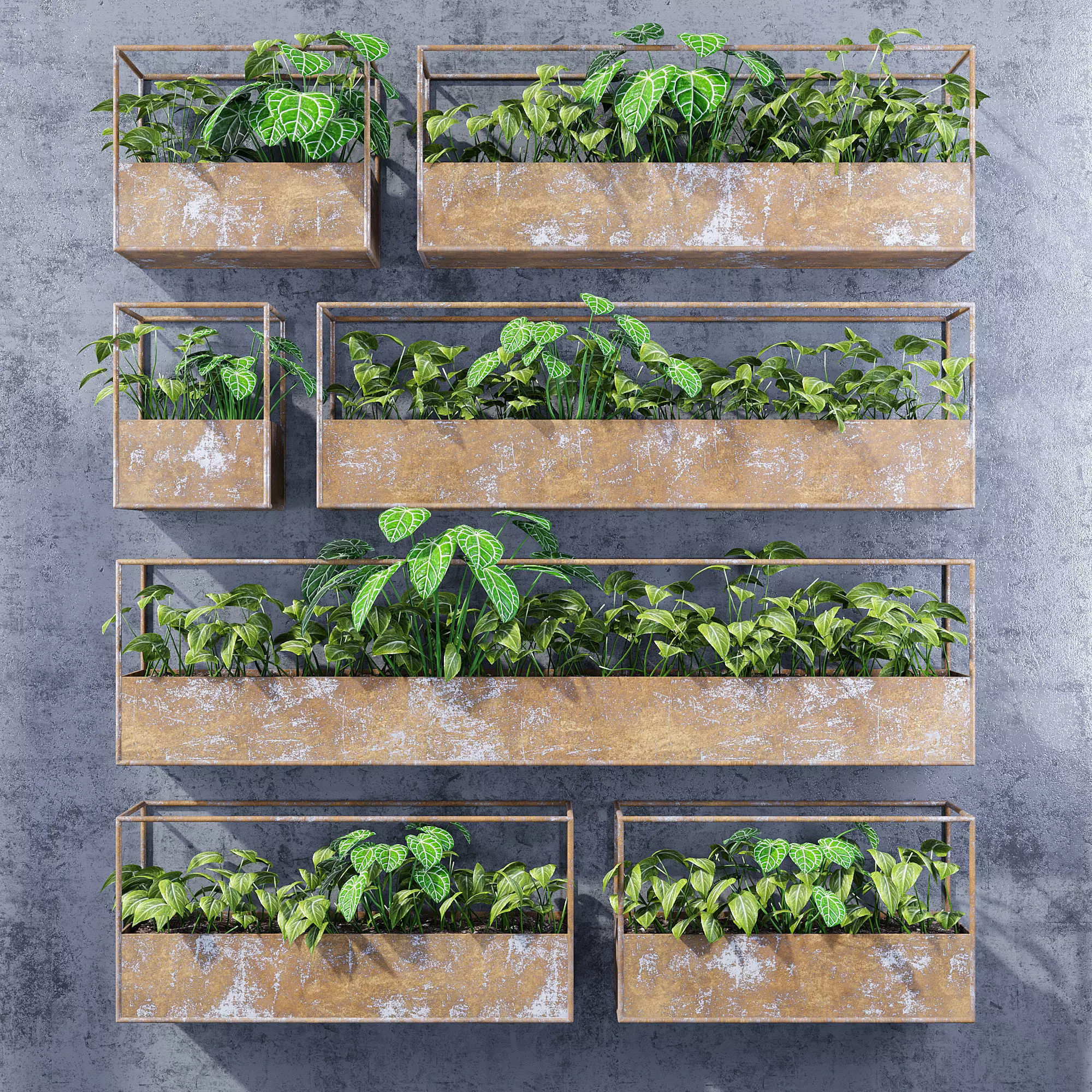 Rectangular shelves three 3D model_0