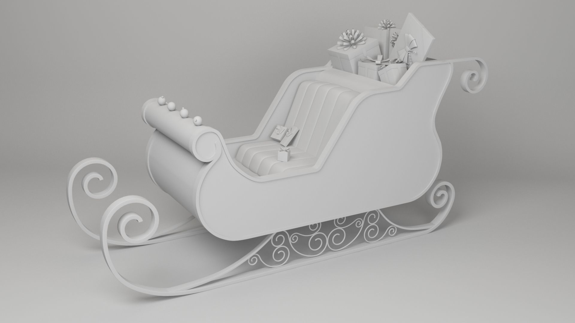 Santa Claus Sled - Christmas Sled - Chritmas Gift - 3D model_4