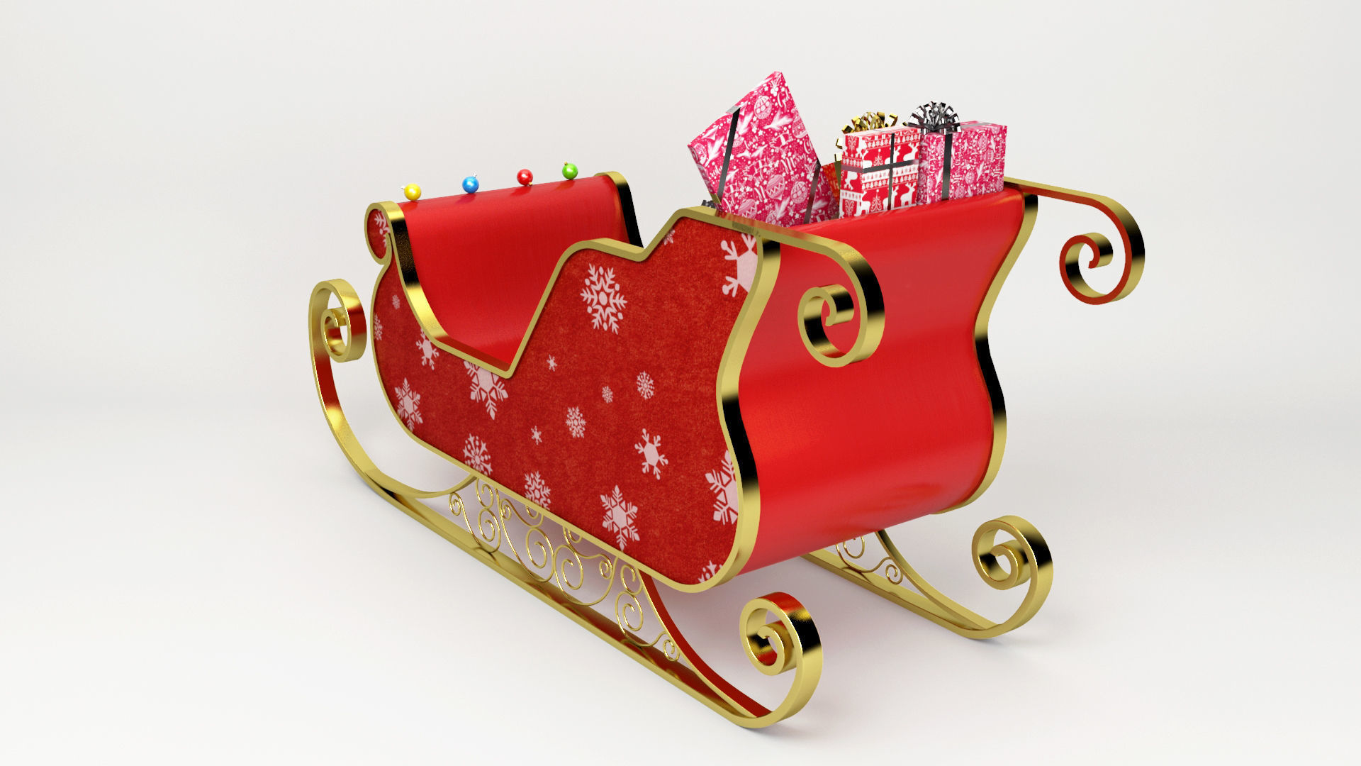 Santa Claus Sled - Christmas Sled - Chritmas Gift - 3D model_2