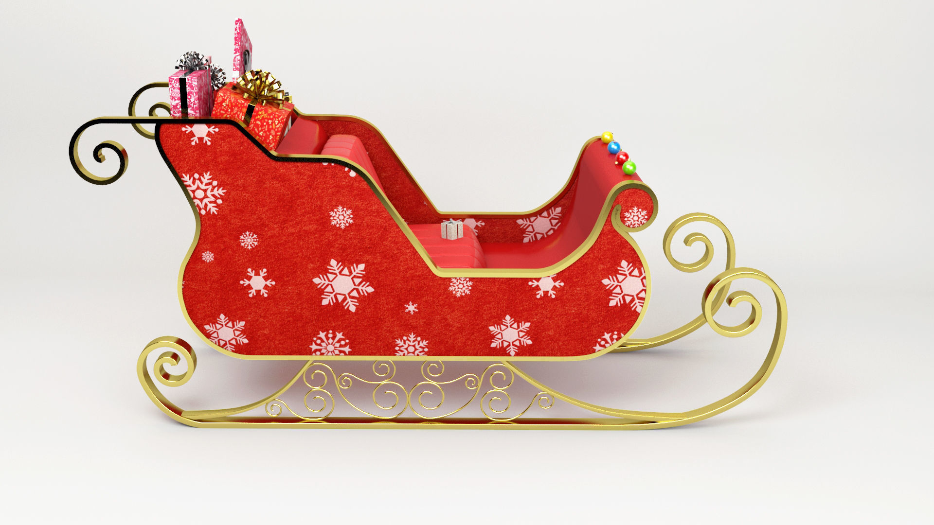 Santa Claus Sled - Christmas Sled - Chritmas Gift - 3D model_3