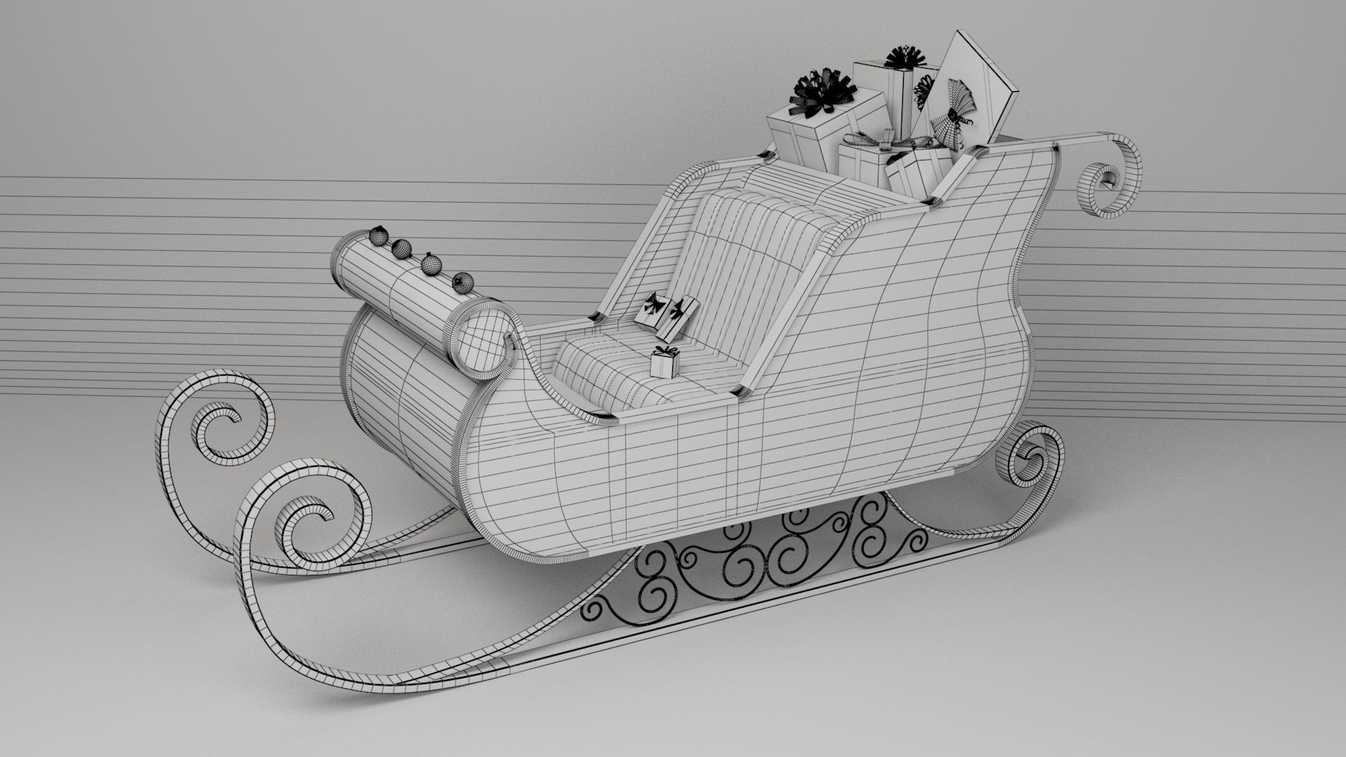 Santa Claus Sled - Christmas Sled - Chritmas Gift - 3D model_5