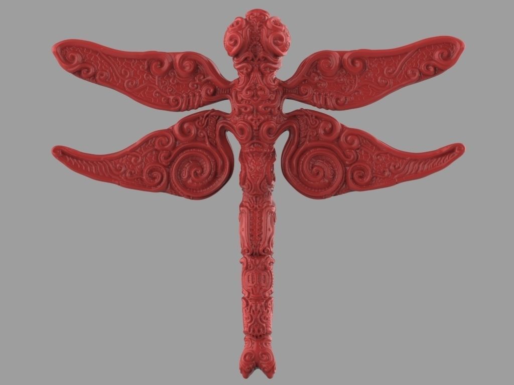 ornate dragon fly 3D print model_2