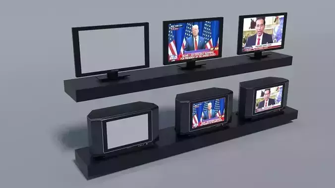 CRT and LCD TV Low-poly 3D model