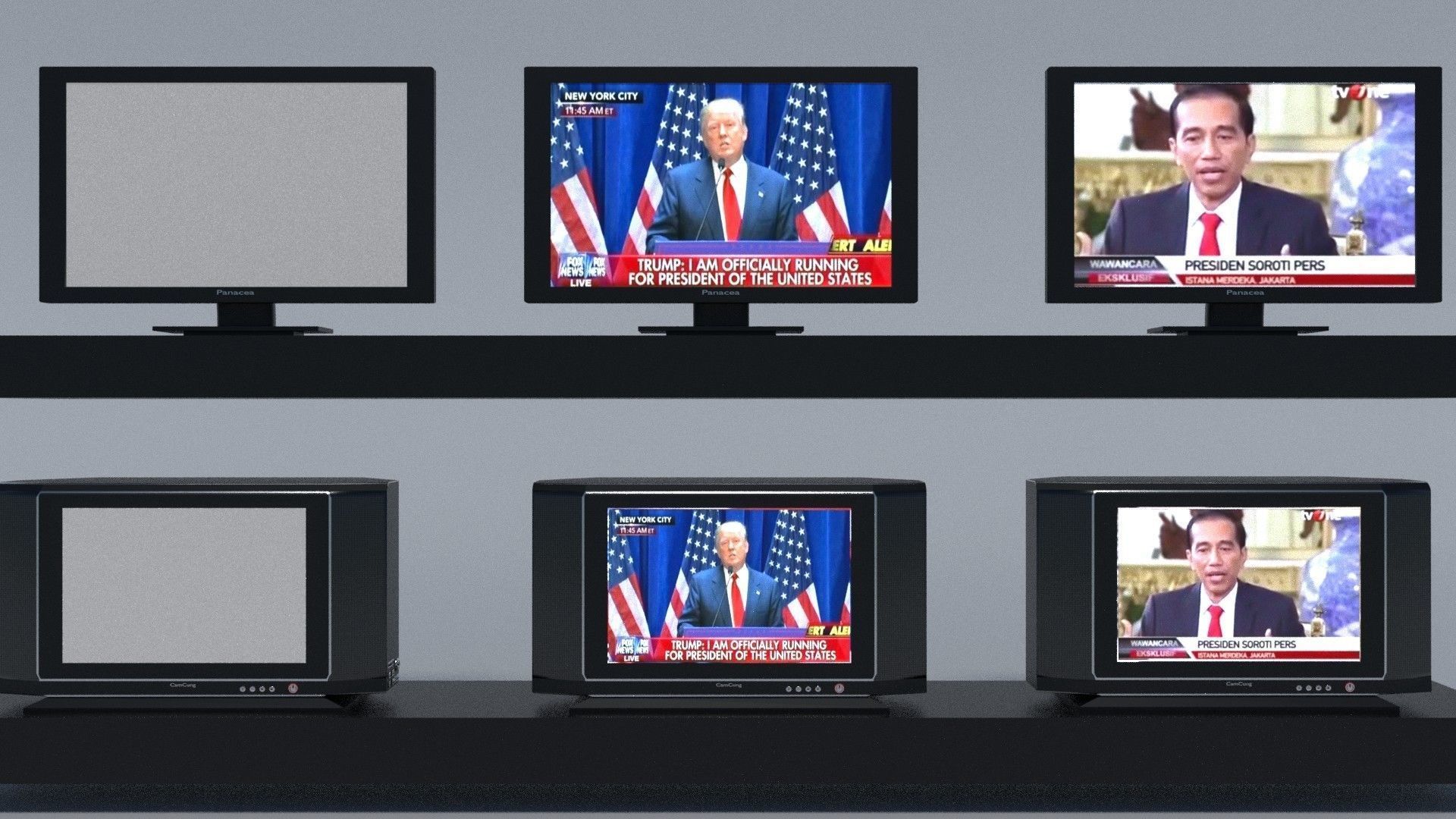 CRT and LCD TV Low-poly 3D model_1