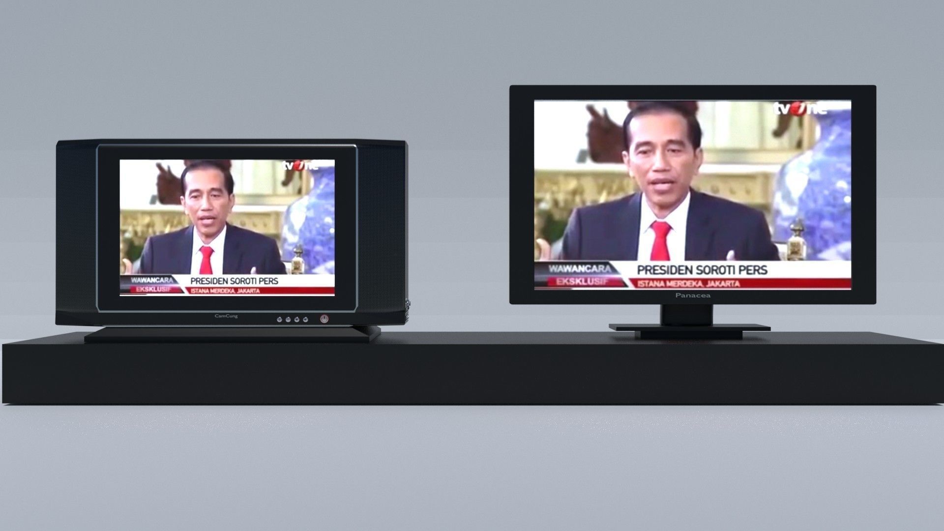 CRT and LCD TV Low-poly 3D model_3