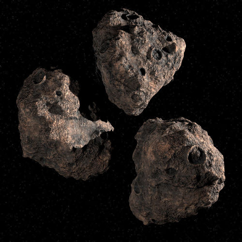 Three Asteroids 3D model