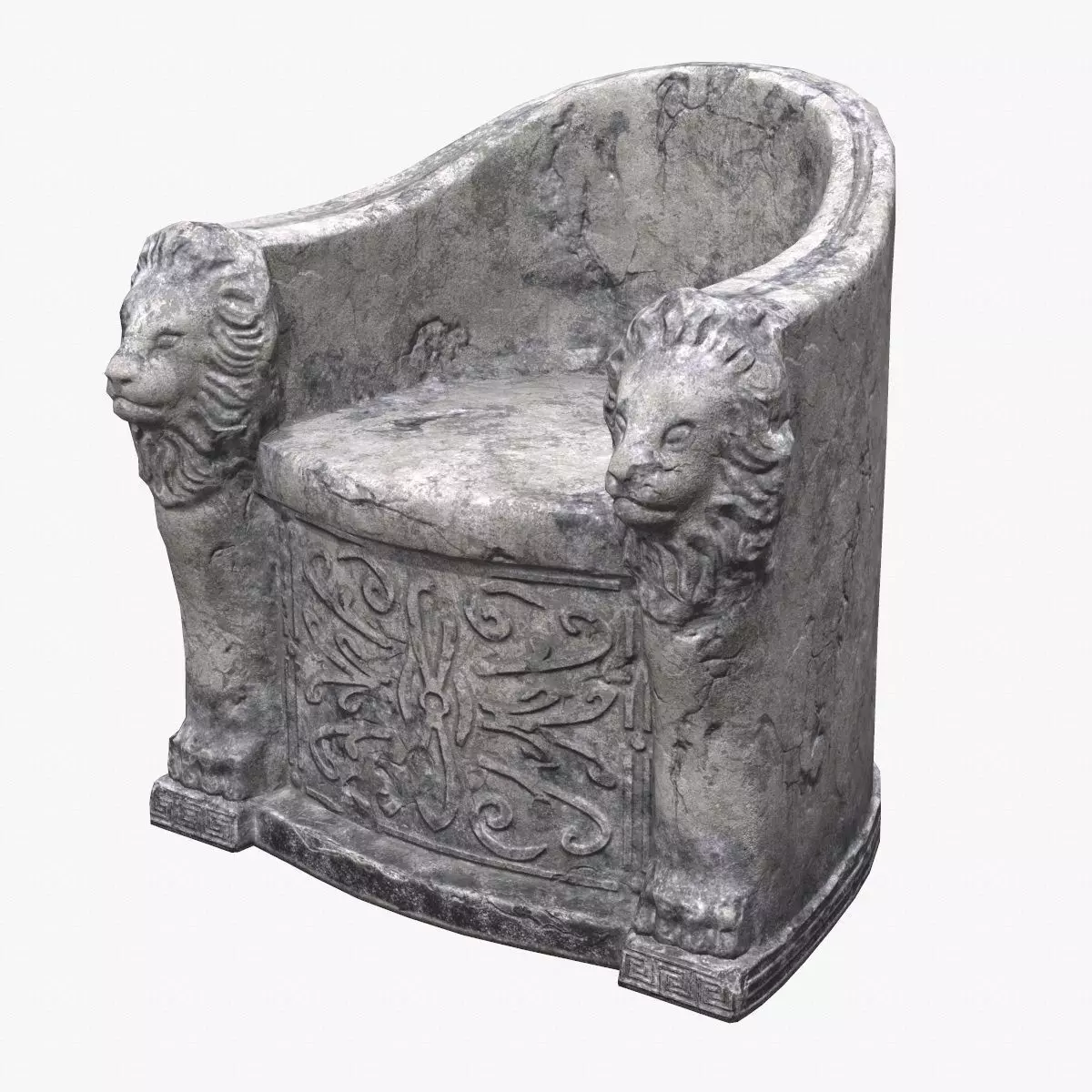 Roman Stone Chair PBR Low-poly 3D model