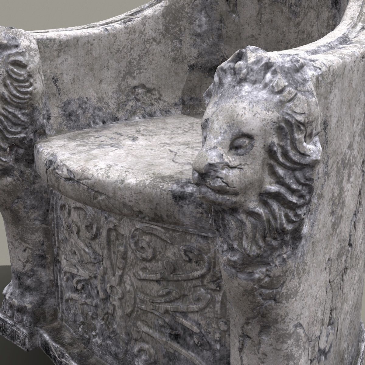 3D Roman Stone Chair High Poly 3D model_6