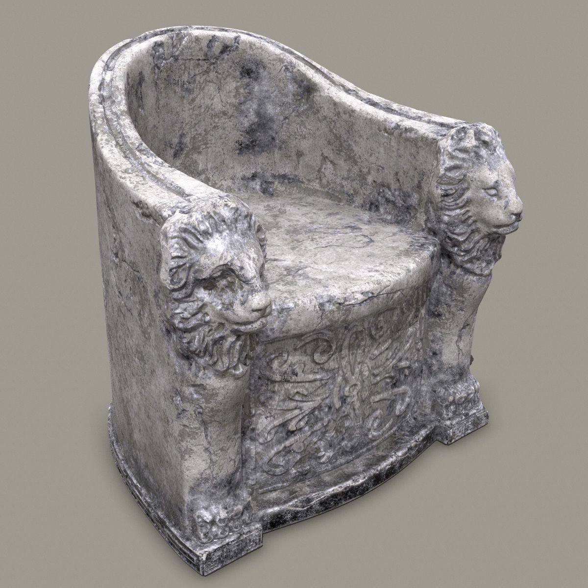 3D Roman Stone Chair High Poly 3D model_5