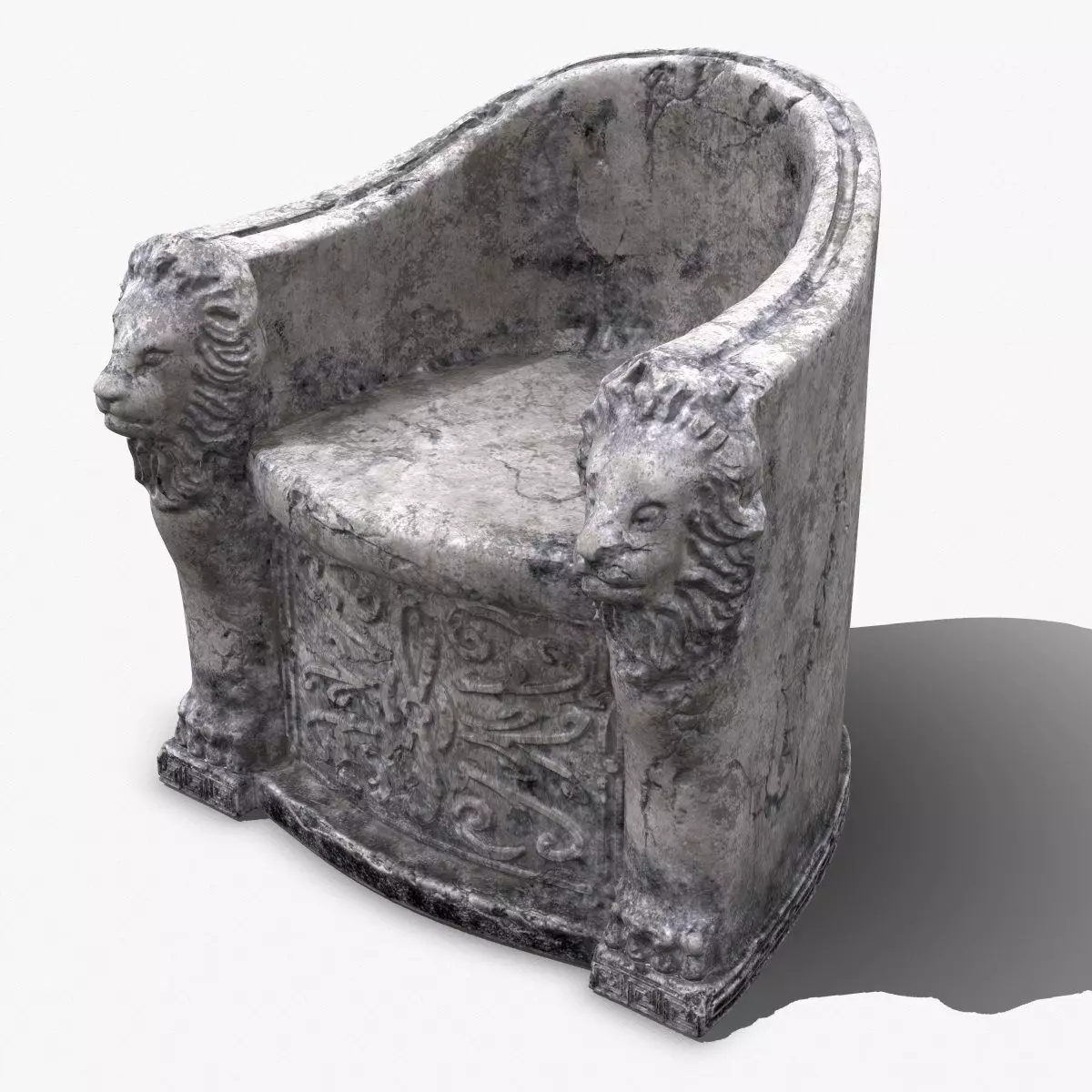 3D Roman Stone Chair High Poly 3D model_0