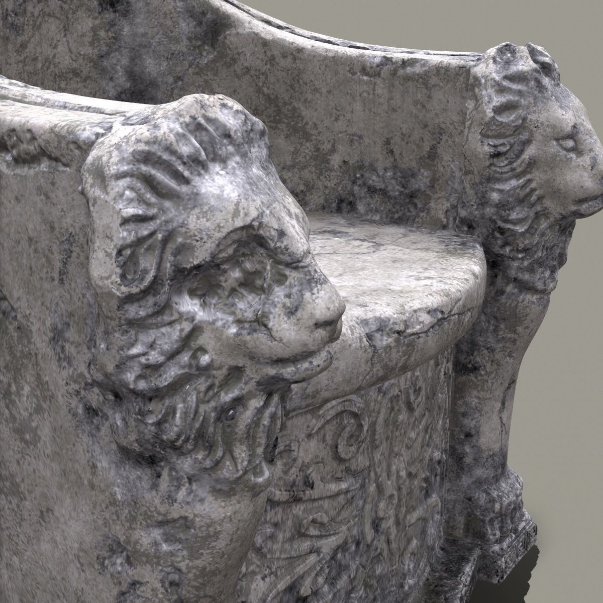 3D Roman Stone Chair High Poly 3D model_4