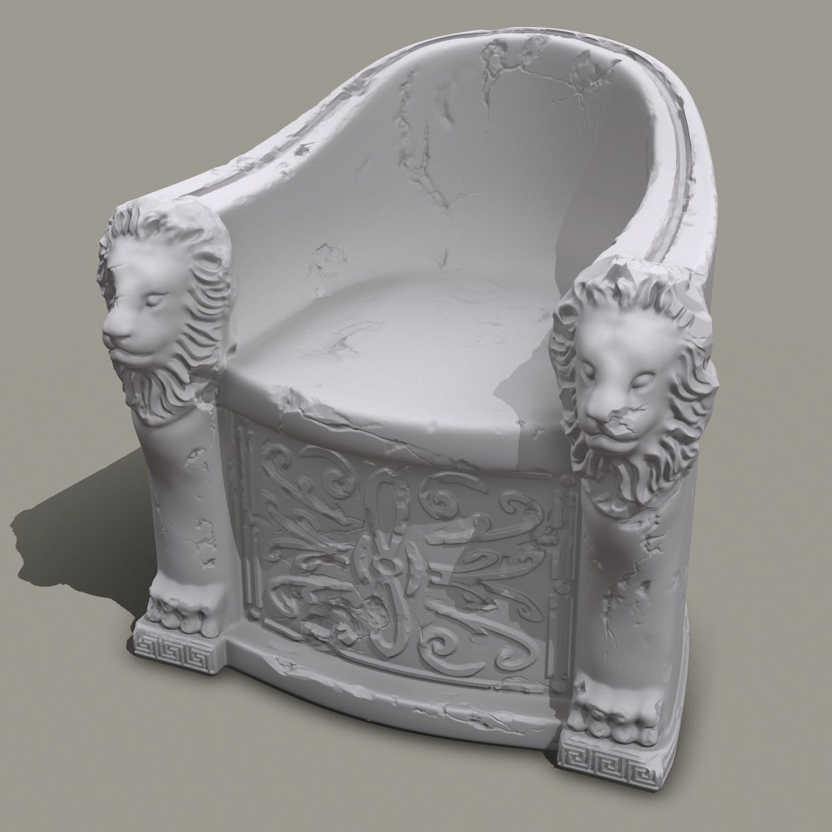 3D Roman Stone Chair High Poly 3D model_7